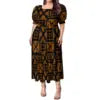 High Quality Hawaiian Tropical Style Design Women's Bubble Sleeve Dress Polynesian Plus Size Women Clothing TE PA Casual Dresses