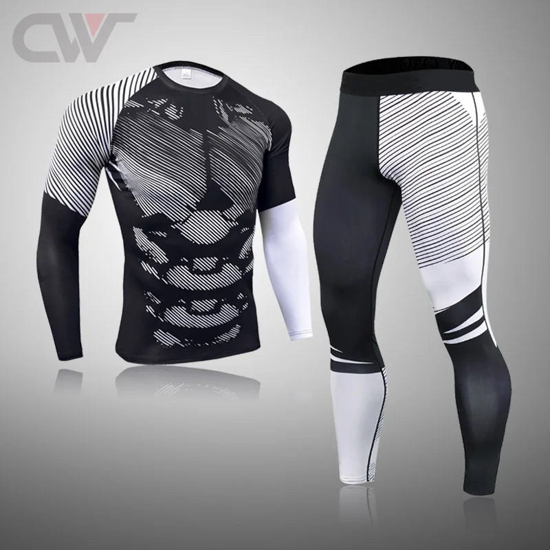 Winter New Men Ski Thermal Underwear Sets Compression Sweat Quick Drying Cycling Thermo Underwear Men Clothing Long Johns