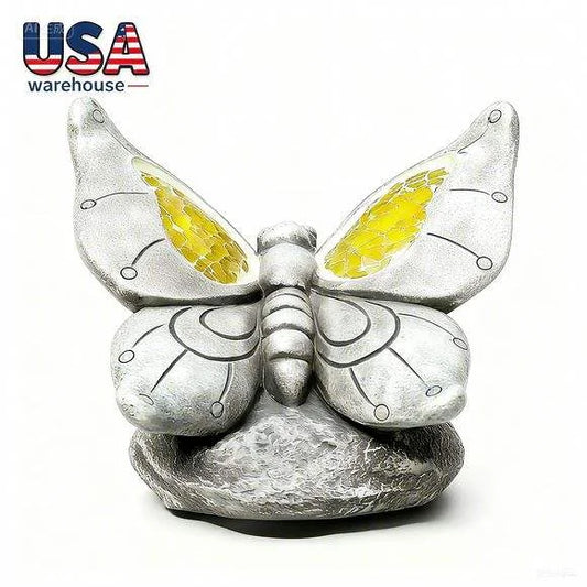 Artistic Silver-Toned Butterfly Statue 3D Polyresin Mosaic Animal Figurine for Garden & Home Decor for Craft & Gift Use