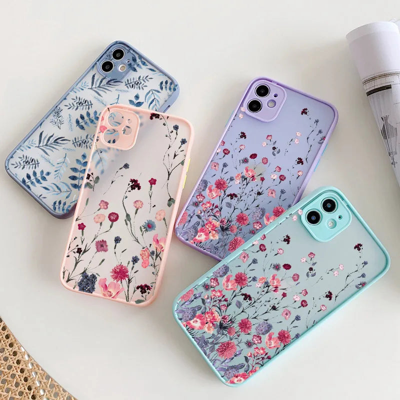 Premium Hand-Painted Flower iPhone Case - Shockproof Protective Cover