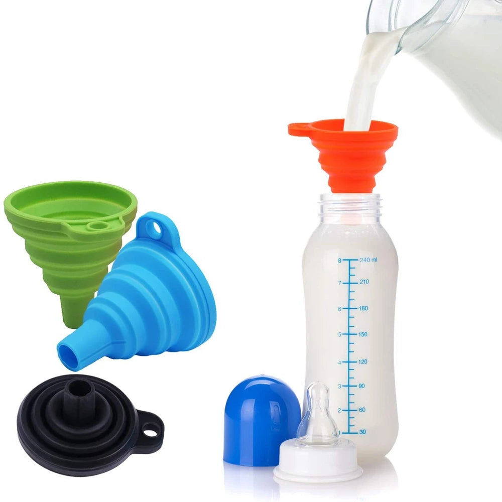 Collapsible Silicone Funnel - Food Grade Kitchen Funnel for Bottles