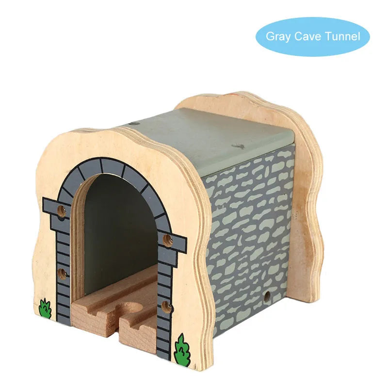 New Wooden Railway Train Track Set Accessoriess Train Station Tunnel Crane Fit All Brands Wood Tracks Educational Toys For Kids