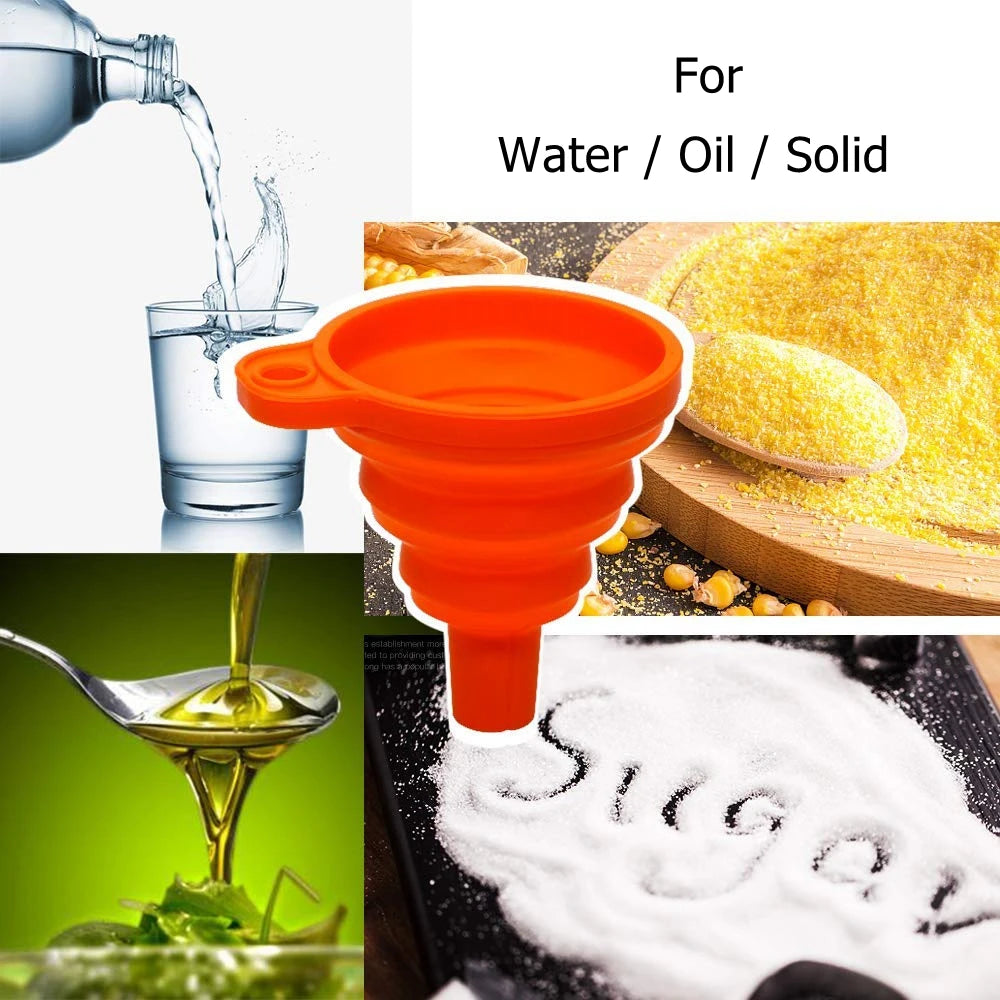 Collapsible Silicone Funnel - Food Grade Kitchen Funnel for Bottles