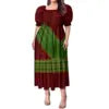 Best Price Wholesale Custom Hawaiian Tropical Flower Printing Multi Tiered Dresses Micronesia Puff Short Sleeve Ladies Dresses