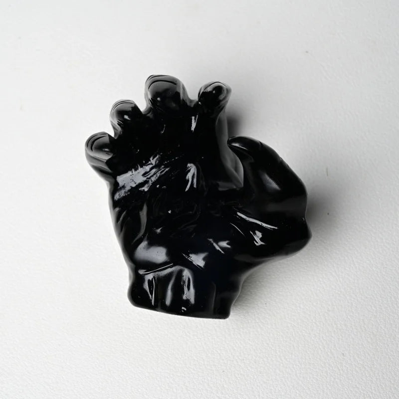 1pc CRYSTAL HOLA High Quality  Black Obsidian/flame Stone Demon Claw- Black Gothic Design, Perfect for Home Decor