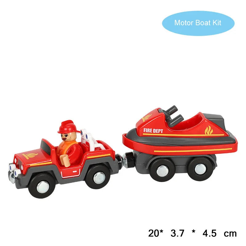 New Fire Truck Magnetic Train Car Ambulance Police Car Fire Truck Compatible Brio Wood Train Track Children's Toys