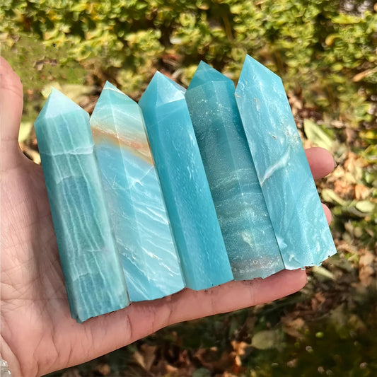 1 Pc Hot Sale  Sky Blue Amazonite Tower Crystals Healing  Point Wand Stones for Home Decor