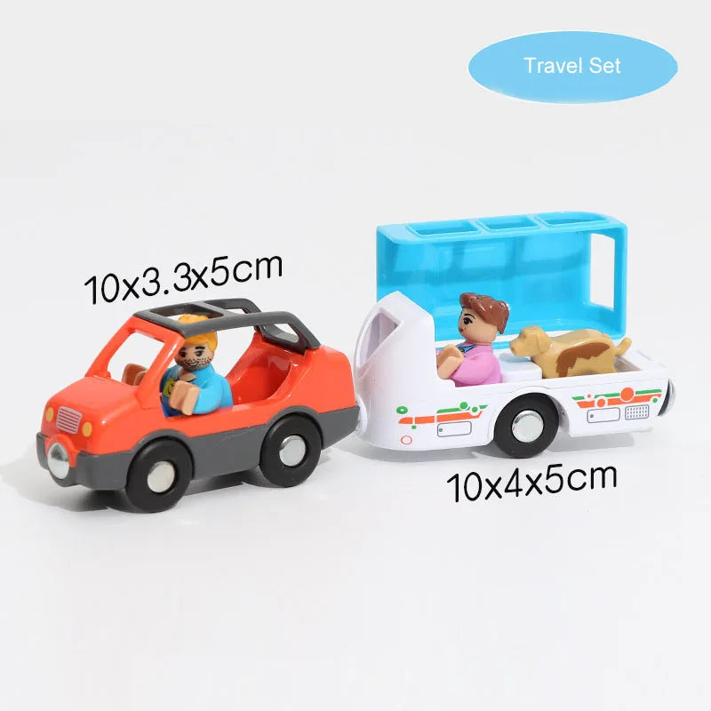 New Fire Truck Magnetic Train Car Ambulance Police Car Fire Truck Compatible Brio Wood Train Track Children's Toys