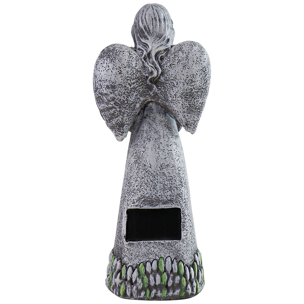 US Stock! Solar - Powered Resin Angel Lamp with Flower Decor - Ideal for Home Decor Aficionados and Angel Collectors