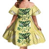Off Shoulder Layered Ruffle Sleeve Tiered Twirl Dress Hawaiian Hibiscus Flower Printed Mini Dress Vestidos Para Fiesta Hawaiana