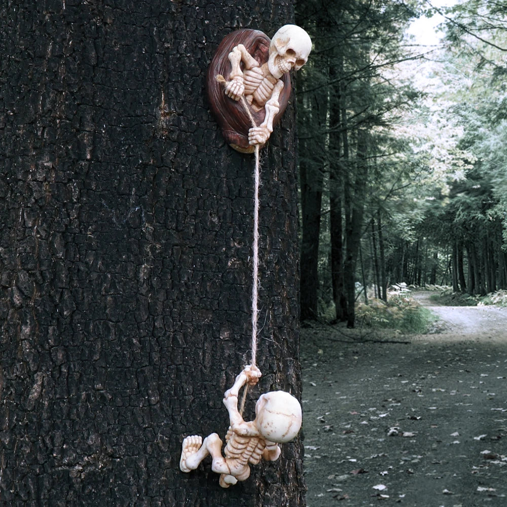 Tree-Themed Hand-painted Resin Crafts Artistic Climbing Rope Detail Outdoor Garden Halloween-Style Space Ornament Model