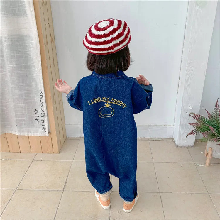 Premium Denim Baby Jumpsuit - Japanese Korean Style Casual Romper
