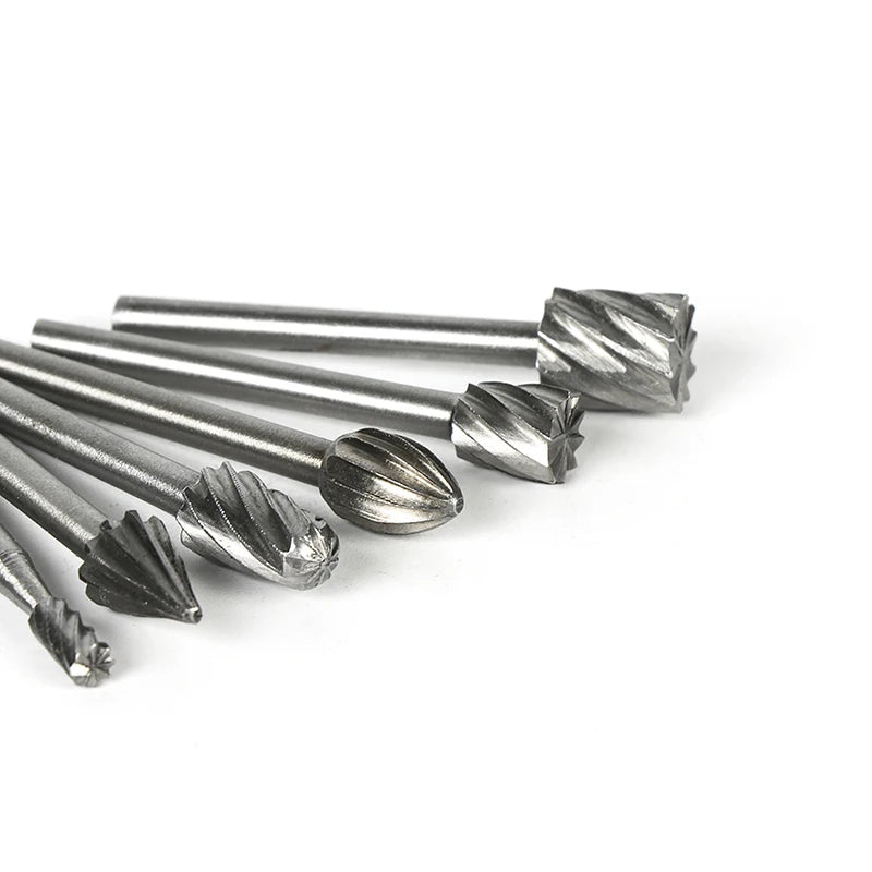 10-Piece HSS Rotary Burr Set - Professional Mill Cutter Router Bits for Woodworking & Metalworking