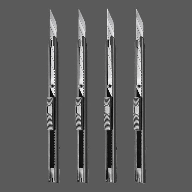 Deli Retractable Box Cutter 9mm 30 Degree Blade Utility Knife Carbon Steel Self-Locking Design Cutting Tools Wallpaper Carton
