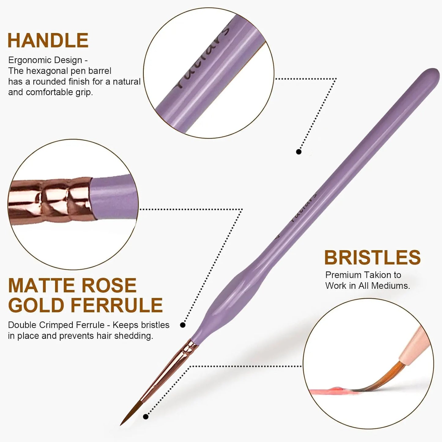 10Pcs Fine Detail Paint Brush Miniature Painting Brushes for Mini Paints Brush Set for Acrylic, Watercolor, Oil, Face, Nail