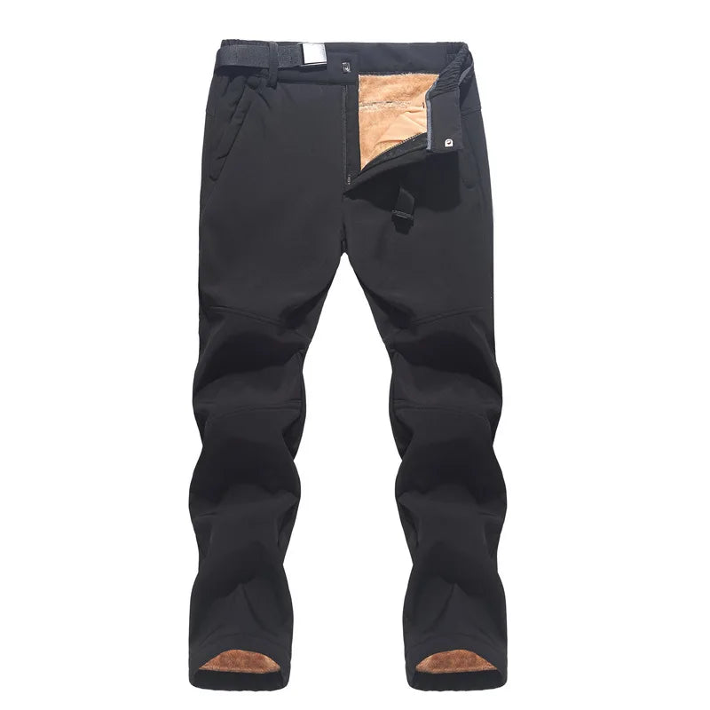 TRVLWEGO Men Winter Pants Hiking Camping Softshell Windproof Thickened Thermal Women Outdoor Walking Trekking Ski Trousers