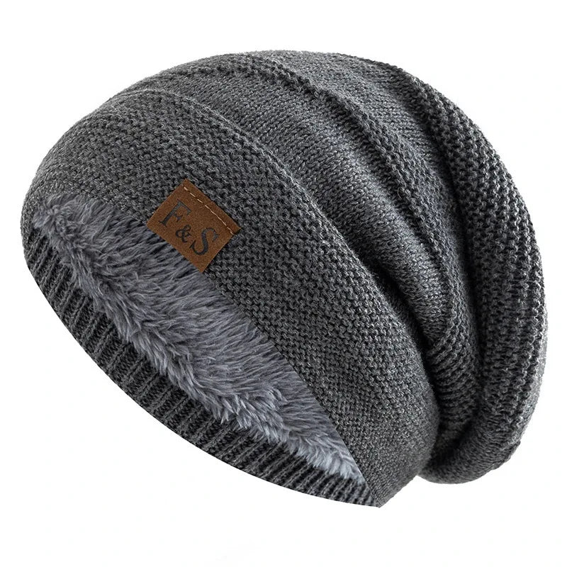 Winter Beanie Soft Slouchy Knit Hat Skull Cap Warm windproof Cuffed Silk Hat Lining Beanie Casual Men Women Hiking Running Hat