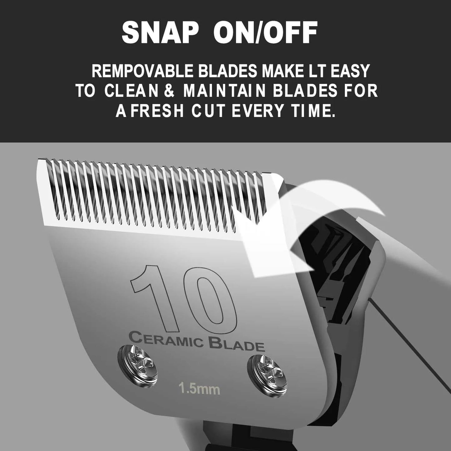 10# Detachable Dog Pet Cat A5 Clipper Blade Compatible With Most Andis, Oster, Wahl KM 10 Clippers，Ceramic & Carbon Steel Blade