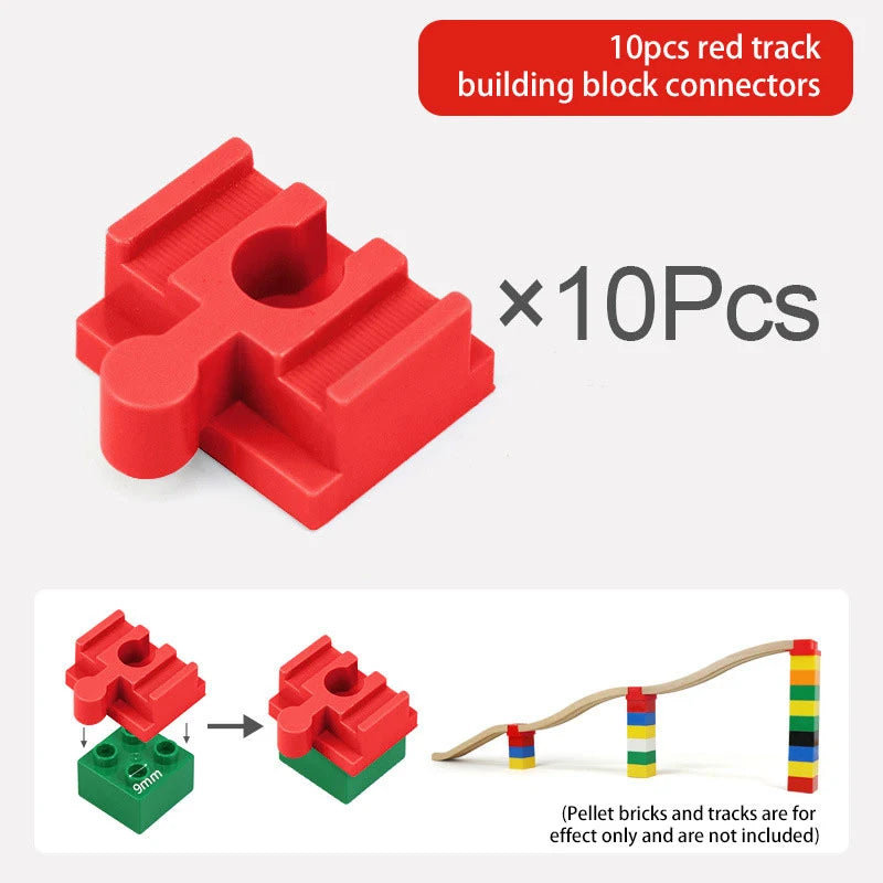 NEW Wooden Track Connector Set Building Block Connection Adapters Train Track Railway Rail Toy DIY For Kids Birthday Xmas Gifts