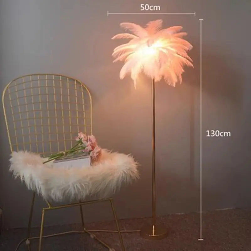 Premium Nordic Ostrich Feather Floor Lamp - Modern LED Interior Lighting