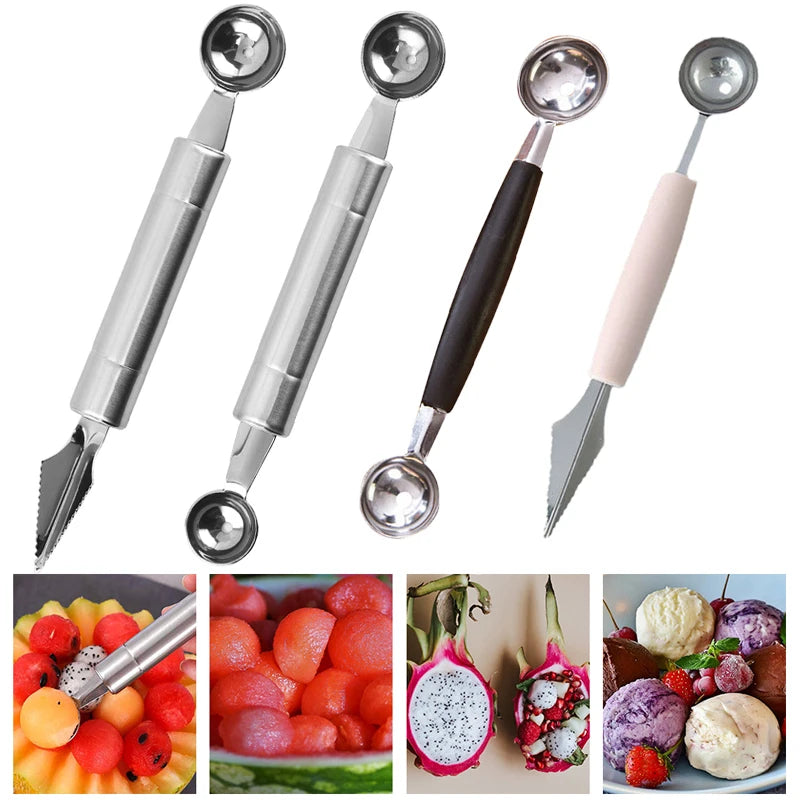 Double-Headed Stainless Steel Melon Baller Scoop - Professional Fruit Carving Tool