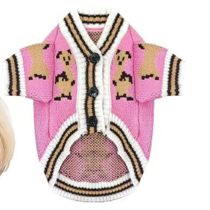 Dog Clothes Winter Chihuahua Pet Striped Dog Cardigan Sweater Bichon Pug Kitten Puppy Dog Warm Coat Cat Dog Supplies Pet Outfit