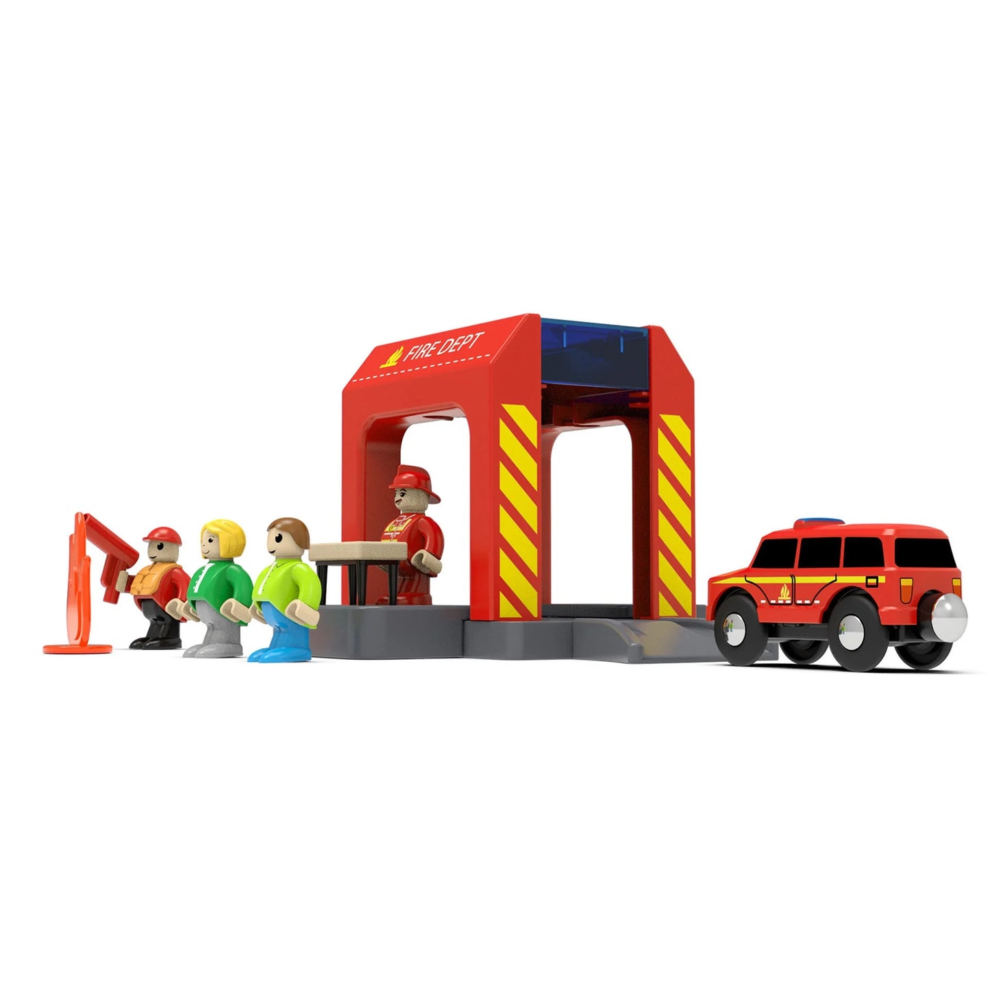 Plastic Fire Department Police Station Scene Wooden Train Track Accessories Wooden Track Parts Compatible with All Brands Track