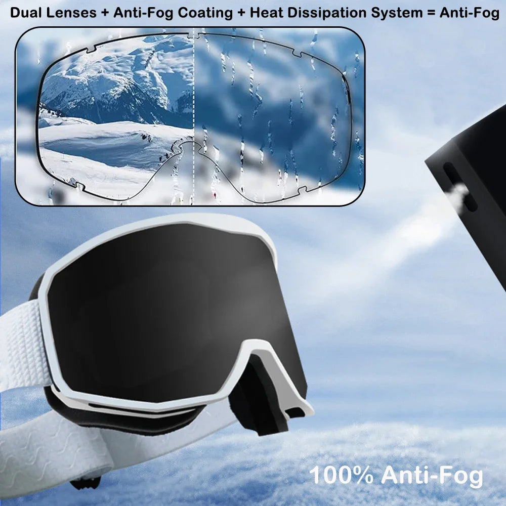 BOLLFO Ski Snowboard Goggles OTG Wide Vision Anti Fog UV Protection Snow Goggles for Men And Women Snowboarding Antiparras