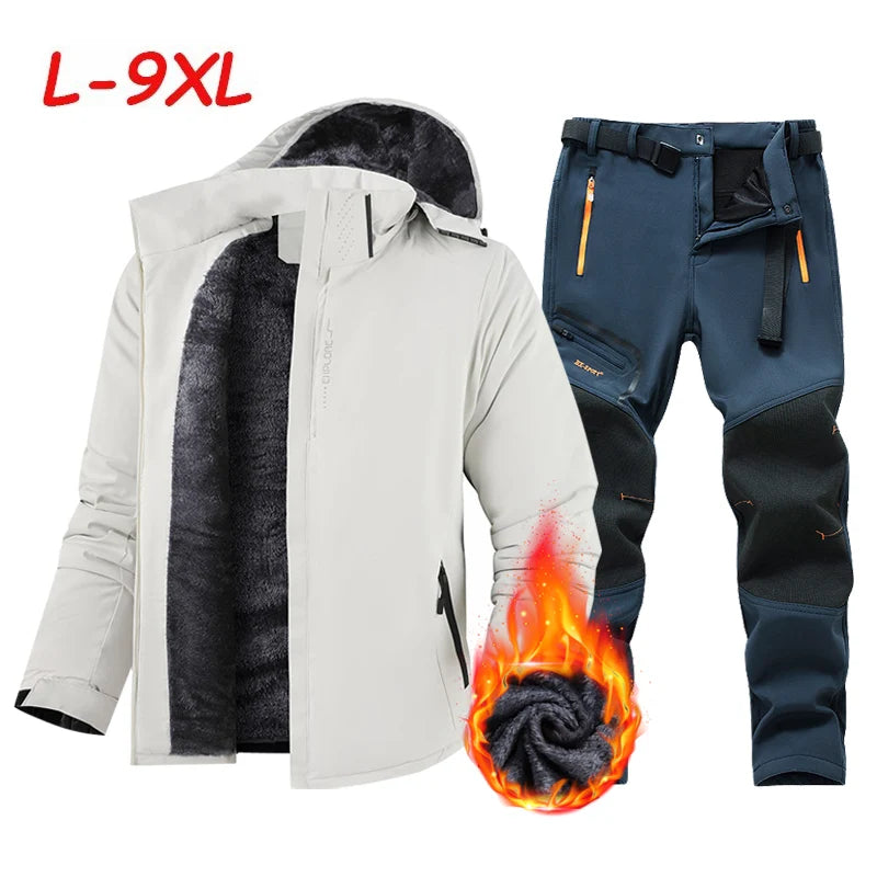 Ski Suit Men Winter Warm Waterproof Outdoor Sports Snow Jackets and Camping Pants Hot Ski Equipment Snowboard Parkas Jacket