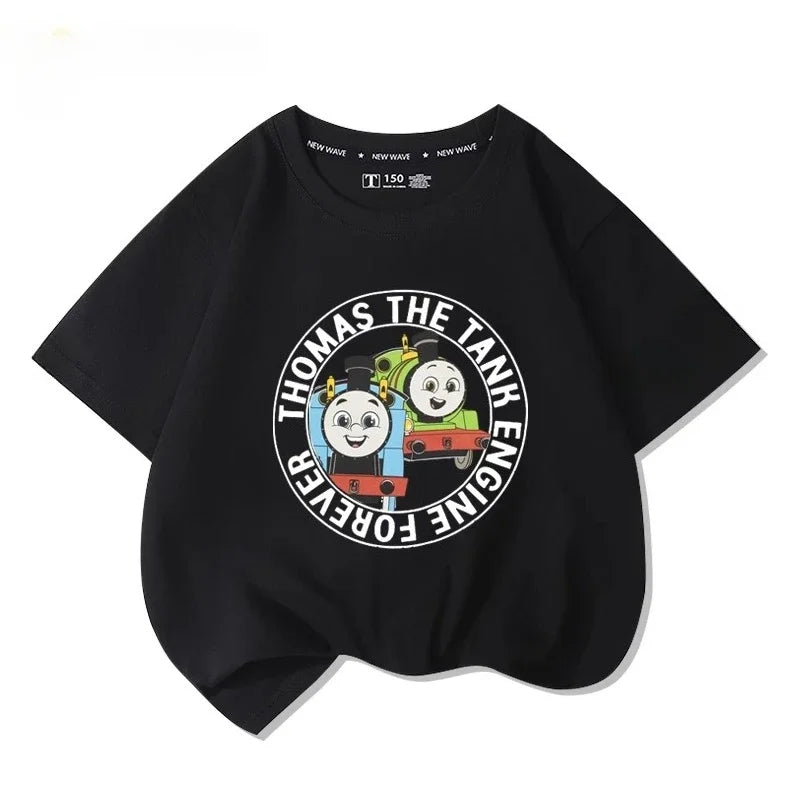 Thomas the train short-sleeved t-shirt cartoon new children's tops boys girls summer 100% cotton fashion comfortable t-shirt