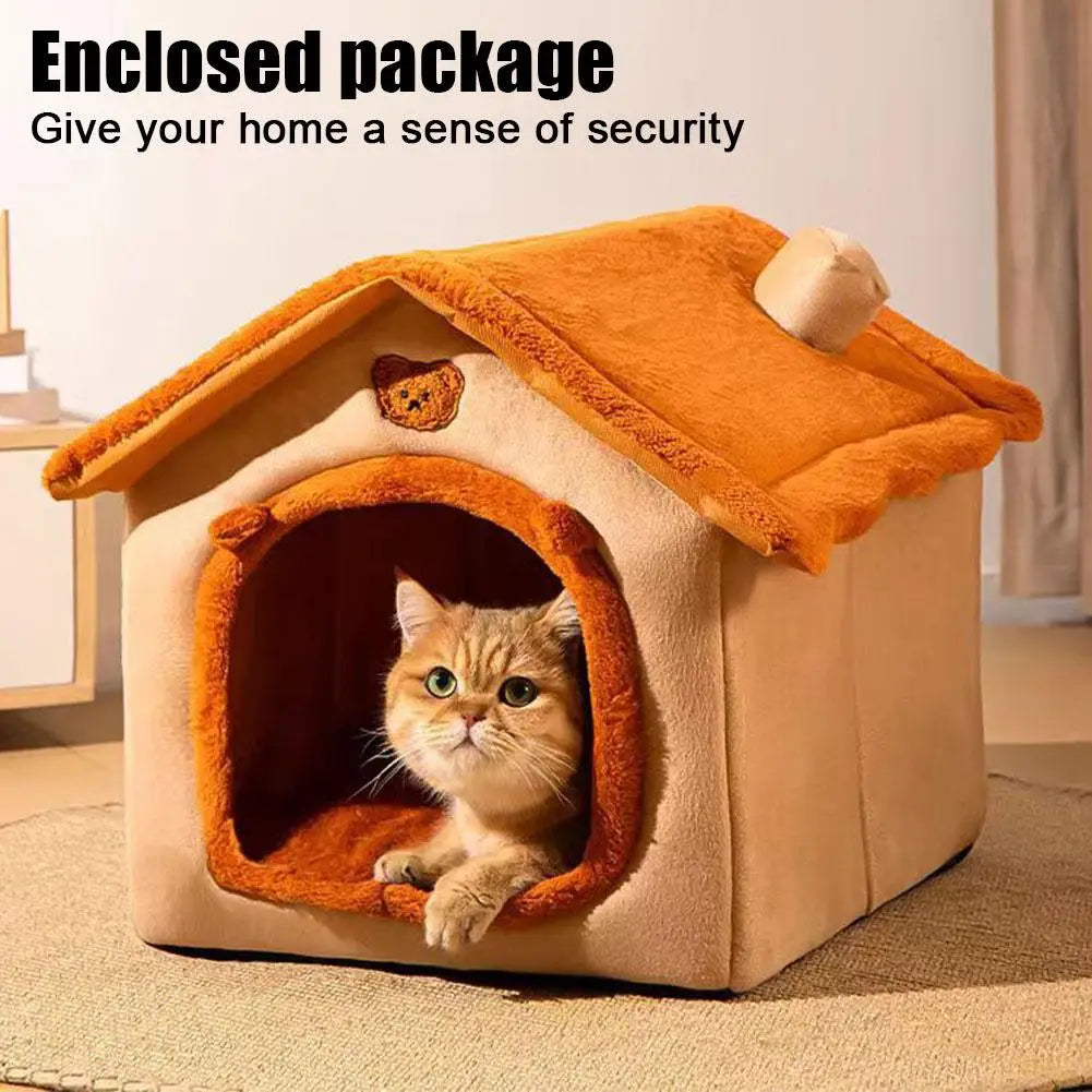 Detachable and Washable Pet House Cat House Puppy Cave Sofa Pet Bed House for  Small Dogs and Small and Medium Cat Skeeping Warm
