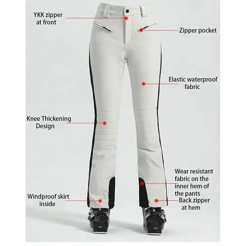 Winter Women Ski Pants 2025 New High Elasticity Warm Skiing Trousers Outdoor Windproof Waterproof Sports Snowboarding Pants