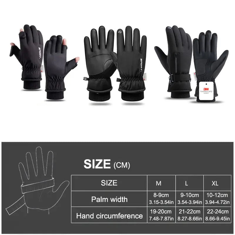 GTUBIKE 1 Pair Winter Men Women Gloves TouchScreen Waterproof Windproof Gloves Outdoor Sports Warm Cycling Snow Ski Gloves