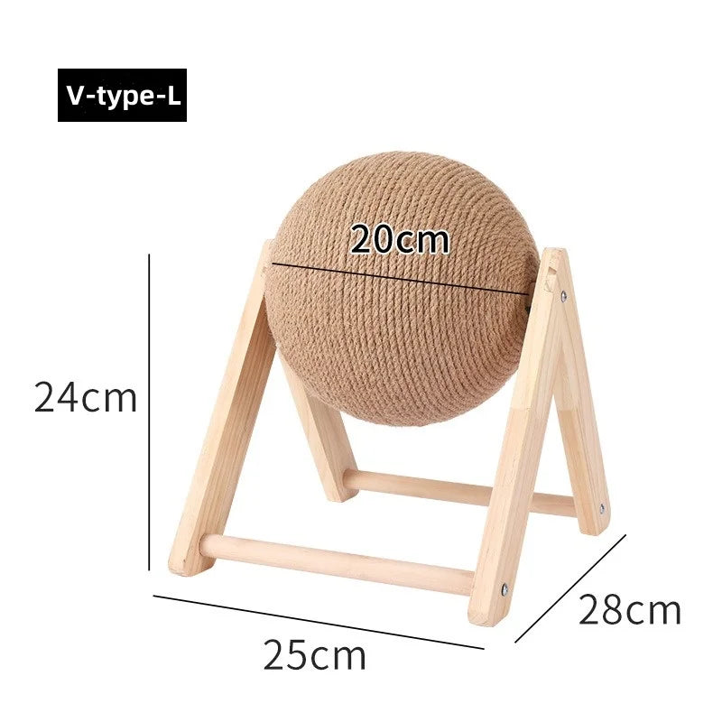 Premium Sisal Cat Scratching Ball - Wooden Grinding Paws Toy