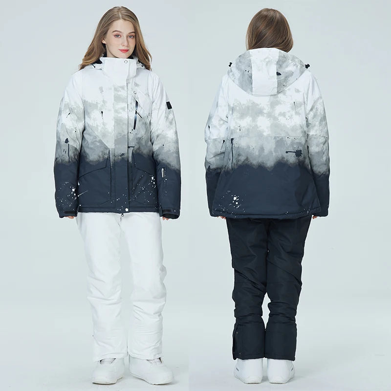 Snowboarding Suit Sets for Men and Women, Snow Wear Clothing, Waterproof, Ski Jacket, Strap Pant, Winter Costume, For Adult