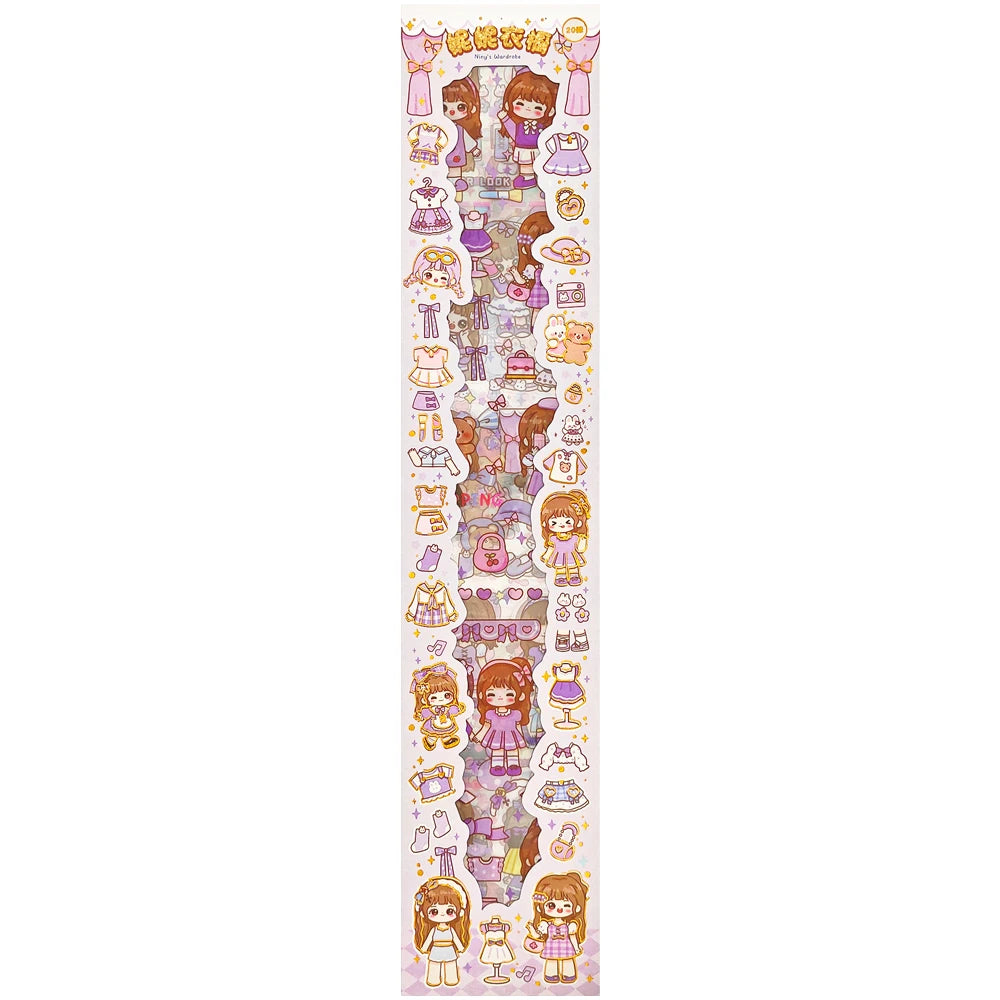 20PCS Kawaii Cartoon girl Decals Gift Students Cartoon Stationery PET Diary Stickers Notebook Cute Girls