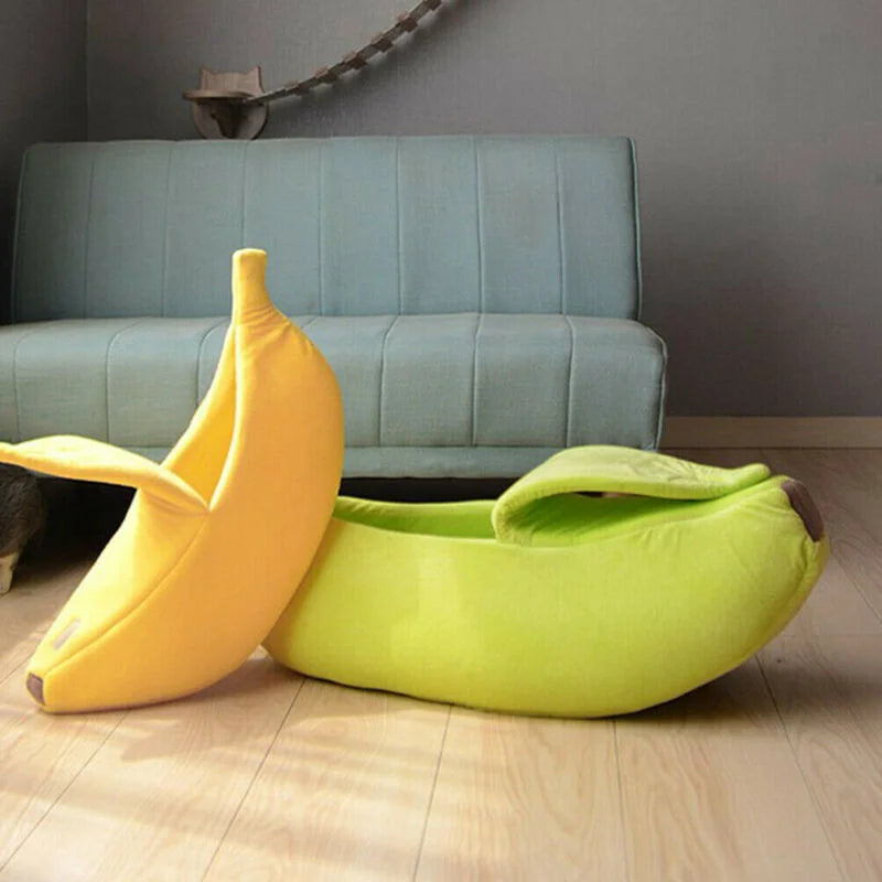 Premium Banana Cat Bed - Funny Cozy Pet House with Cushion
