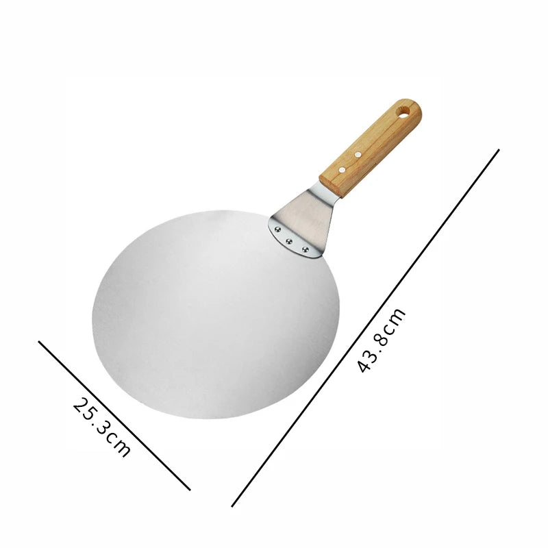 6.5/10inch Pizza Shovel Metal Non-Stick Pizza Peel with Wood Handle Cake Lifter Transfer Tray for Homemade Baking Pizza Bread