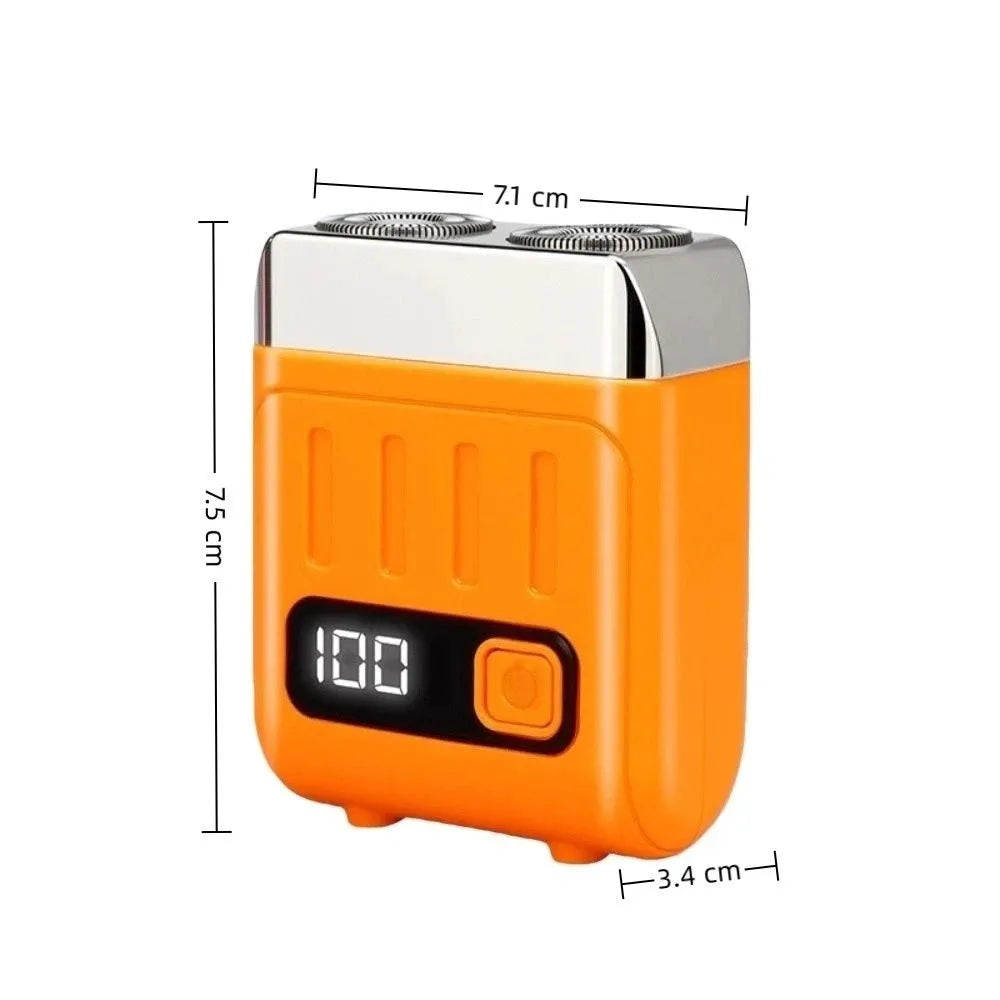 Smart Digital Display Dual Ring Mesh Mini Electric Shaver USB Rechargeable Dry and Wet Use Floating Razor Waterproof Low Noise