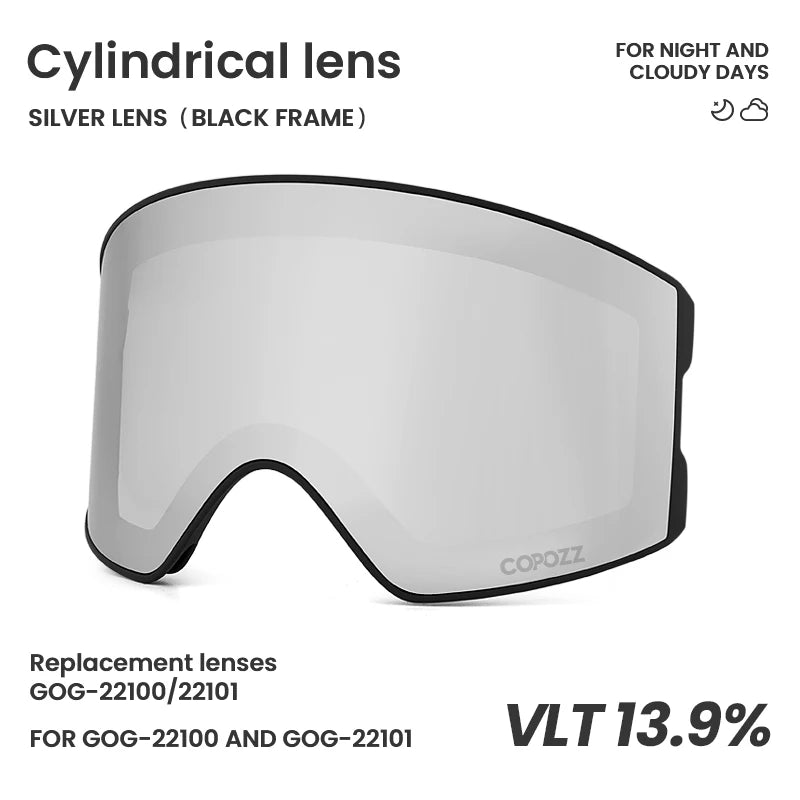 COPOZZ 22101 and 22100 Ski Goggles Magnetic Replacement Lenses Spherical lens and Cylindrical lens
