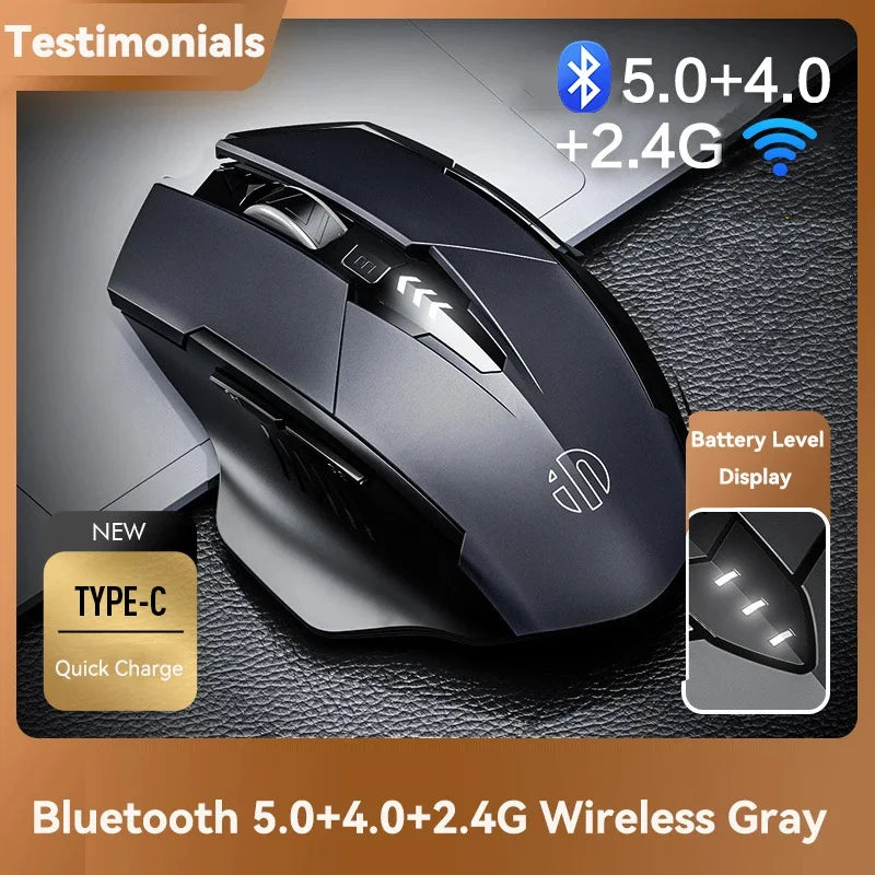 Inphic Rechargeable Wireless Mouse Ergonomic Bluetooth 5.0 2.4G Mice Office Mute Mouse For MacBook Tablet Laptops Computer PC