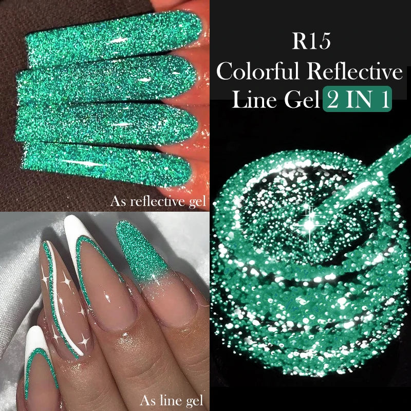 LILYCUTE Reflective Glitter Gel Nail Polish - 5ml Sparkling Liner