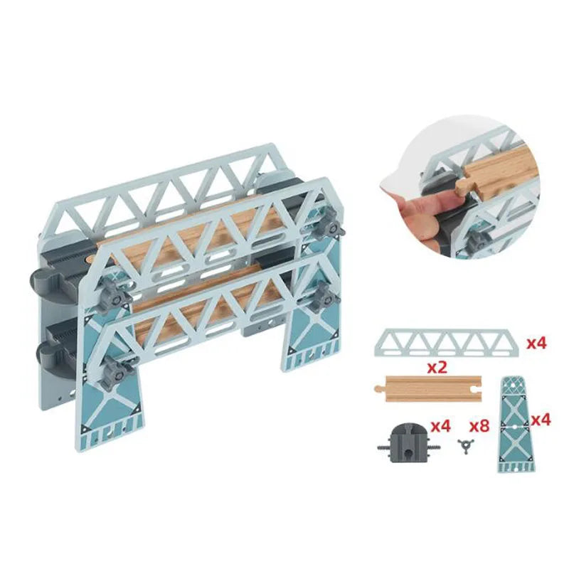 Wooden Train Track Set Accessories Track Expansion Part Wooden Railway Scene accessories Bridge Christmas Gift For Toddlers