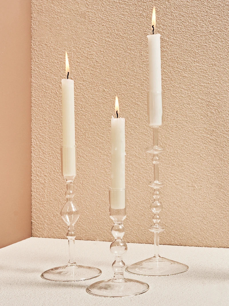 Modern Glass Candleholder Nordic Home Decor Clear Glass Candle Holder Candlelight Home Decoration Ornaments Candel Holder