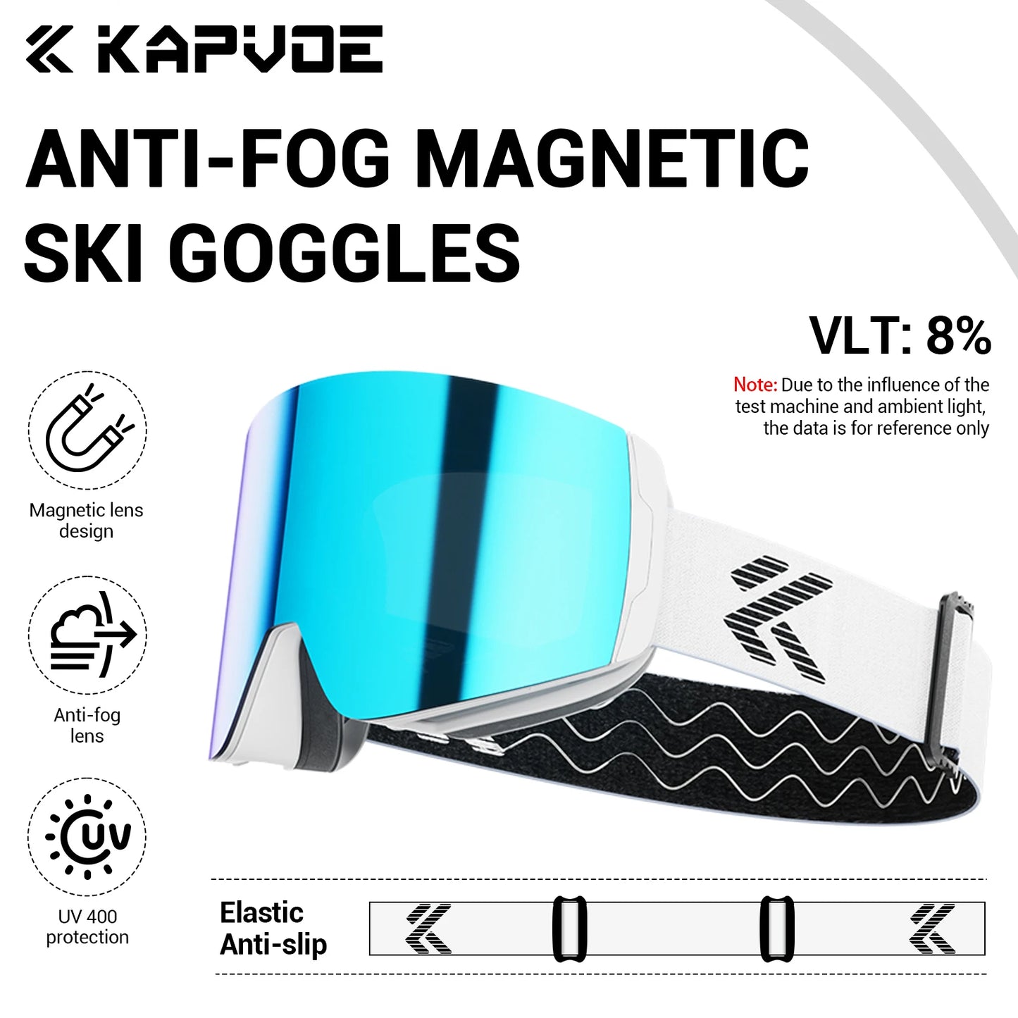 KAPVOE UV400 Magnetic Attraction Lens Outdoor Sports Photochromic Ski Goggles Men Snowboard Glasses Women Winter Snow Sunglasses