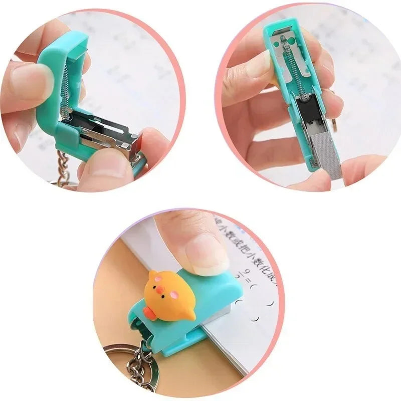 Mini Stapler Keychain - Kawaii Animal Design Portable Stapler for Students & Office