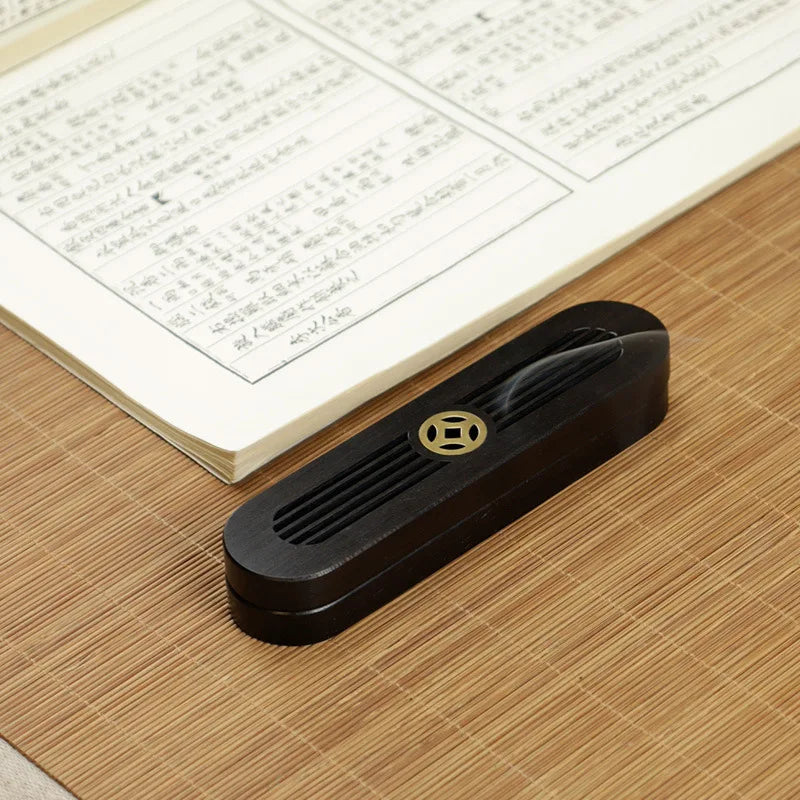 Classical Ebony Horizontal Incense Burner Portable Line Incense Box Indoor Line Incense Holder Home Ornaments Incense Base