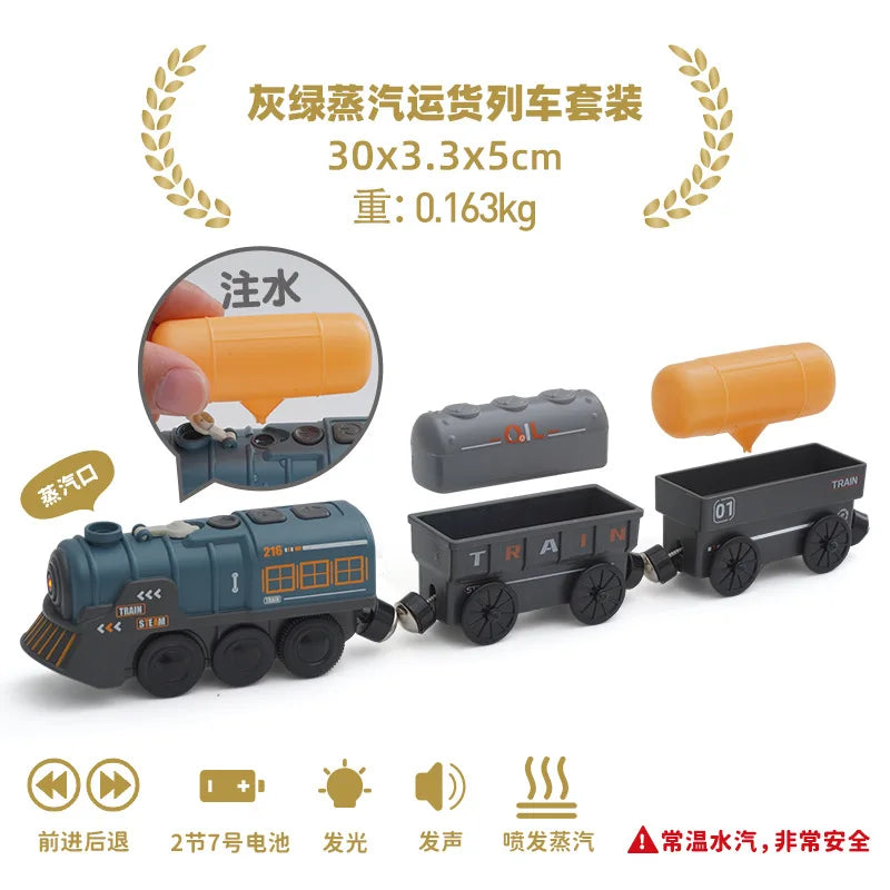 Electric Train Set Toys Model Train Electric Car Fit For Wooden Railway Wood Train Track Christmas Gift For Children