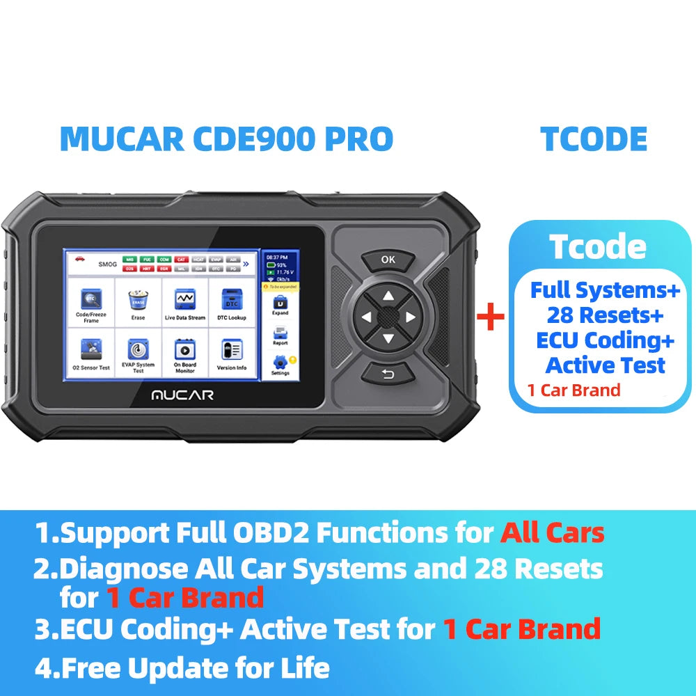 MUCAR CDE900 PRO OBD2 Scanner - Professional Automotive Diagnostic Tool with 32GB Storage