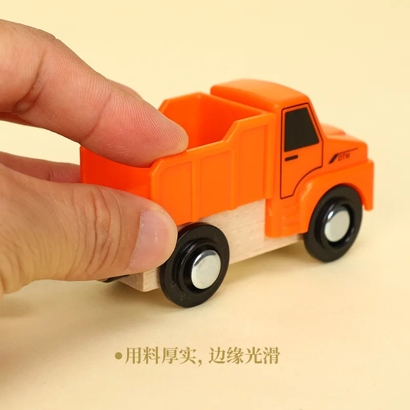 1PC Wooden Magnetic Train Wooden Railway Track Cars Truck Wood Track Accessories Fit for Biro Wooden Tracks Toys For Kids Gifts